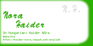 nora haider business card